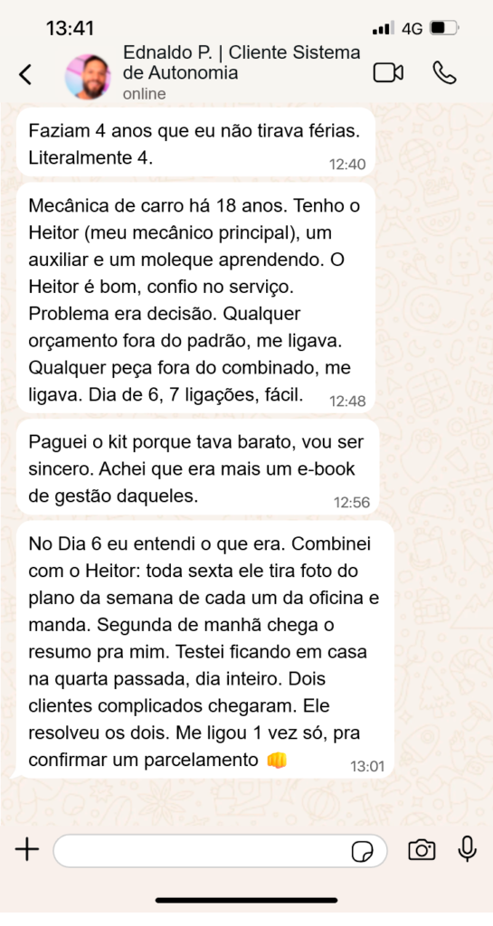 Ednaldo P., oficina mecânica, 5 funcionários · Campinas (SP)